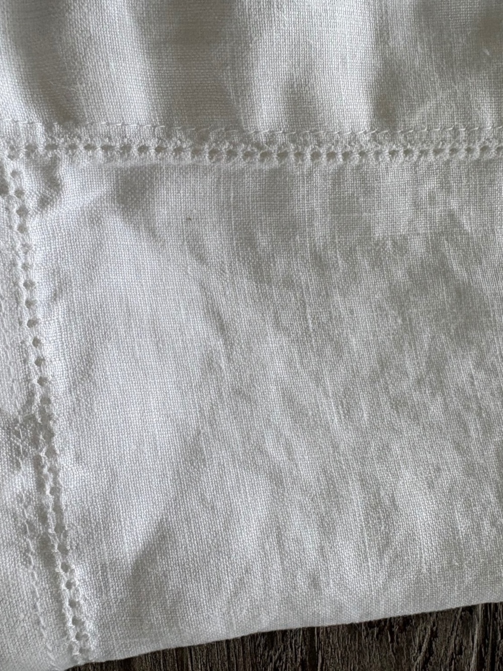 Pottery Barn Belgian White Linen Hemstitch Napkins